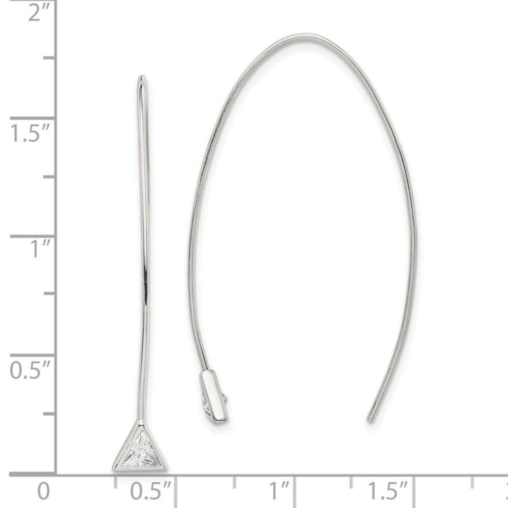 Kazi Luxury Sterling Silver Triangle Cz Threader … - image 4